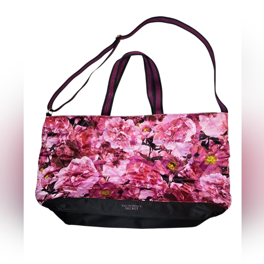 Victoria's Secret Pink and Black Floral Tote